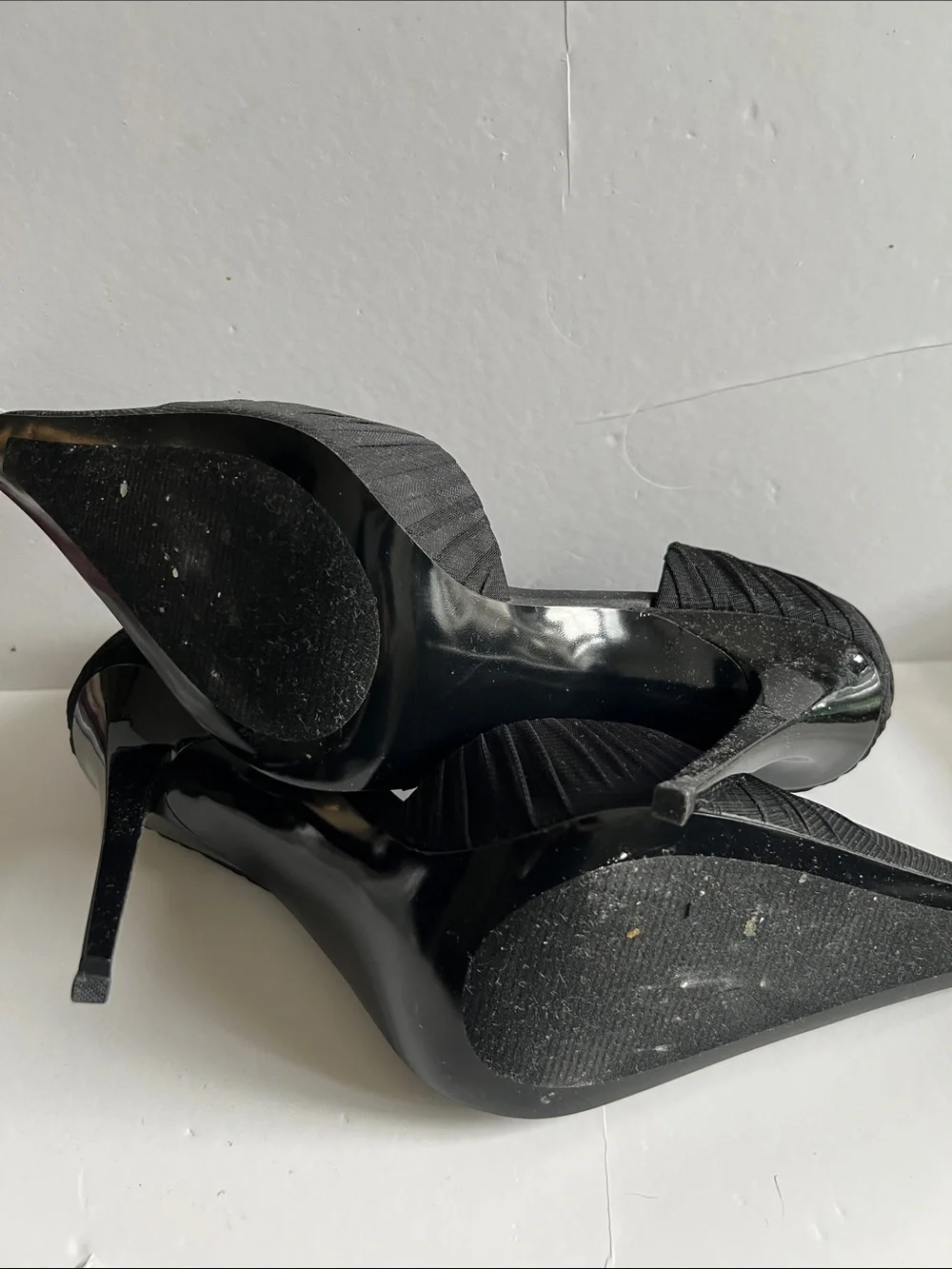 Steve Madden Black Pleated Fabric Coated Pointed-Toe Pumps size 10M